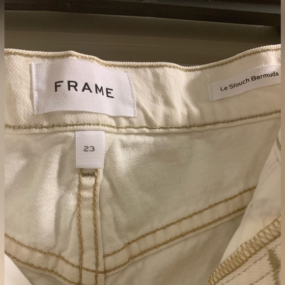 FRAME Denim Le Slouch Off White distressed Bermuda Short size 23. Retail $248 - Picture 6 of 11